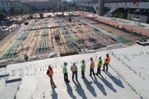 Construction workers on a construction site