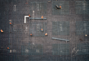 Construction workers working on a megaproject