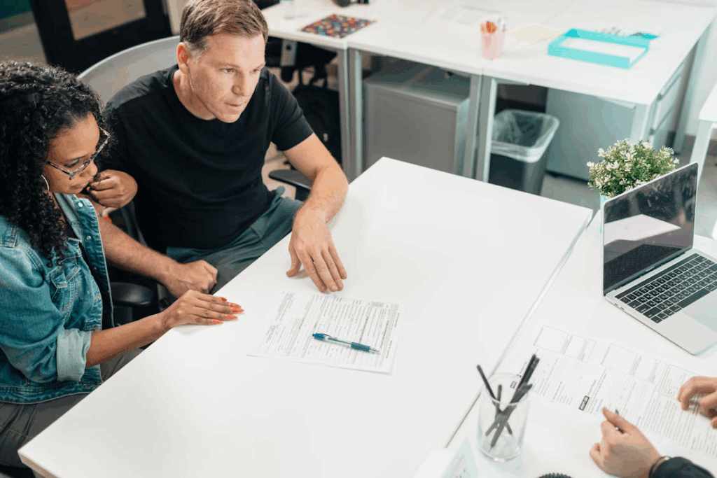 Construction expert reviewing scheduling documents