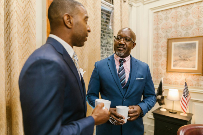 Construction expert discussing construction claims with a legal professional