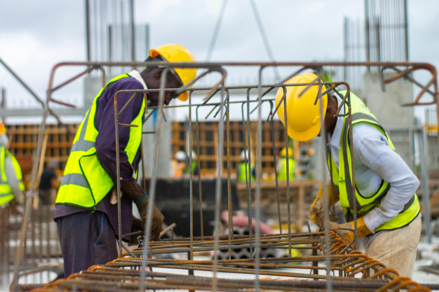 Construction workers at a construction site