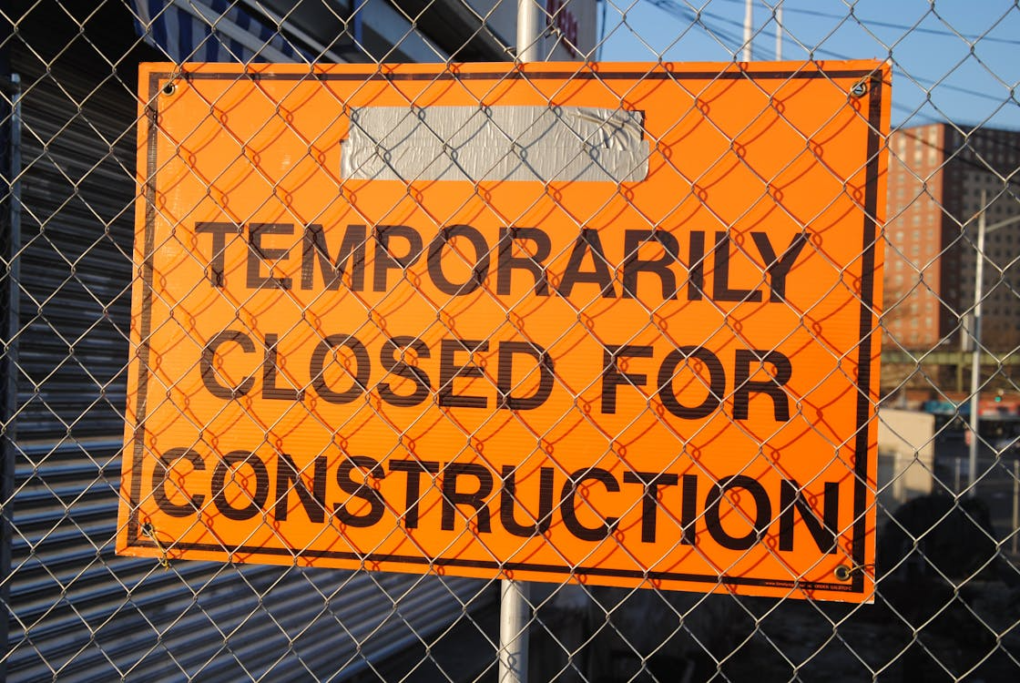 A temporarily closed for construction sign