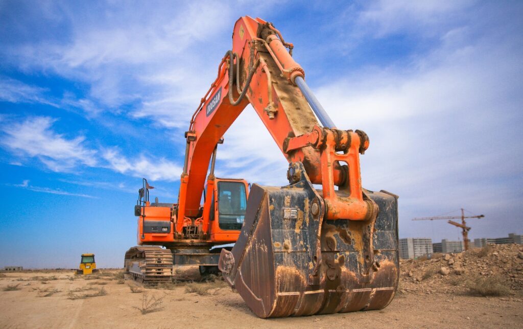 Construction site with excavator