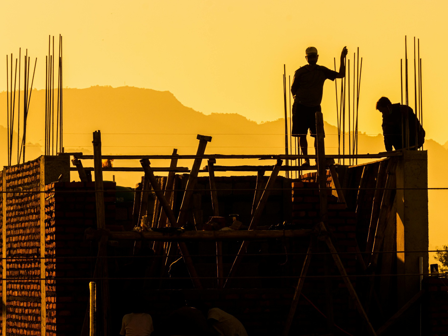 Construction workers at a construction site