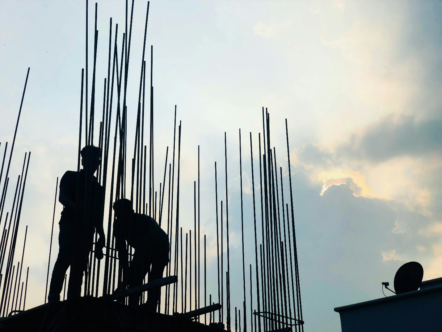 Silhouette of construction workers 